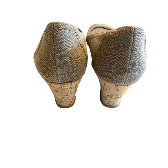 Life Stride Women's Taupe Canvas Cork Wedge Memory Foam Open Toe Heels Size 10M - Picture 5 of 10
